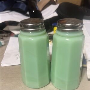 Retro Green Salt and Pepper Shakers